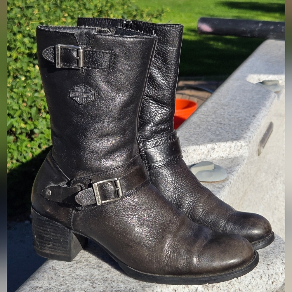 Harley Davidson Womens  Sz 8 US Serita Black Leather Riding Boots - Picture 15 of 16